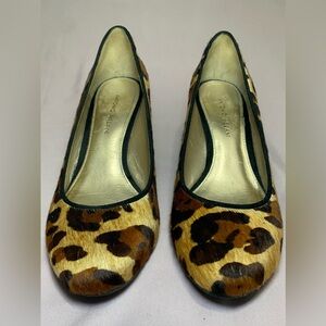 Antonio Melani leopard print calf hair shoes with a wedge heel size 9.5